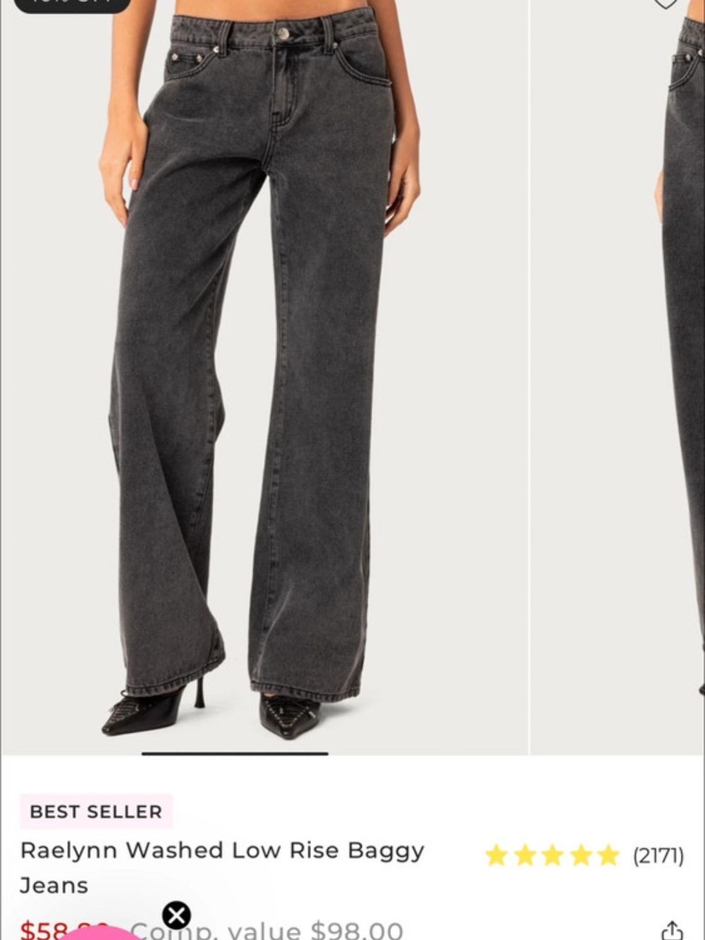 Edikted Raelynn Washed Black Baggy Jeans
